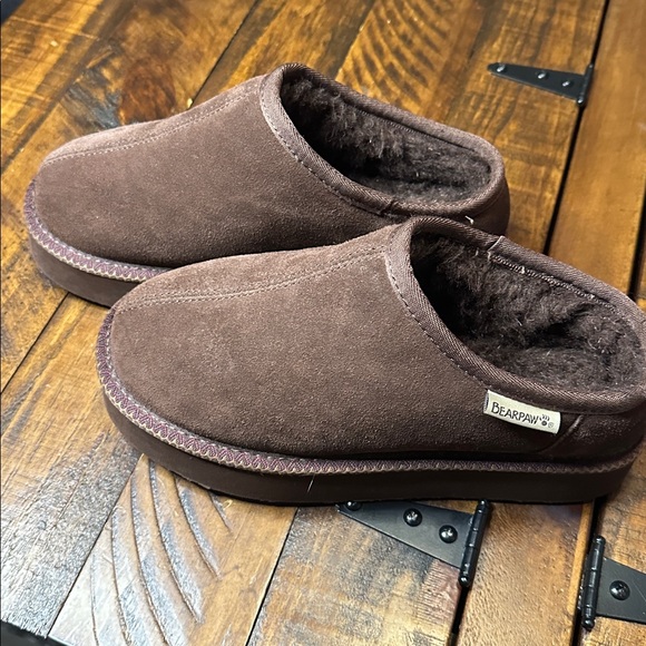 Bearpaw Caroline Suede Platform Slippers - Women's Size 8 Like New - Picture 4 of 5